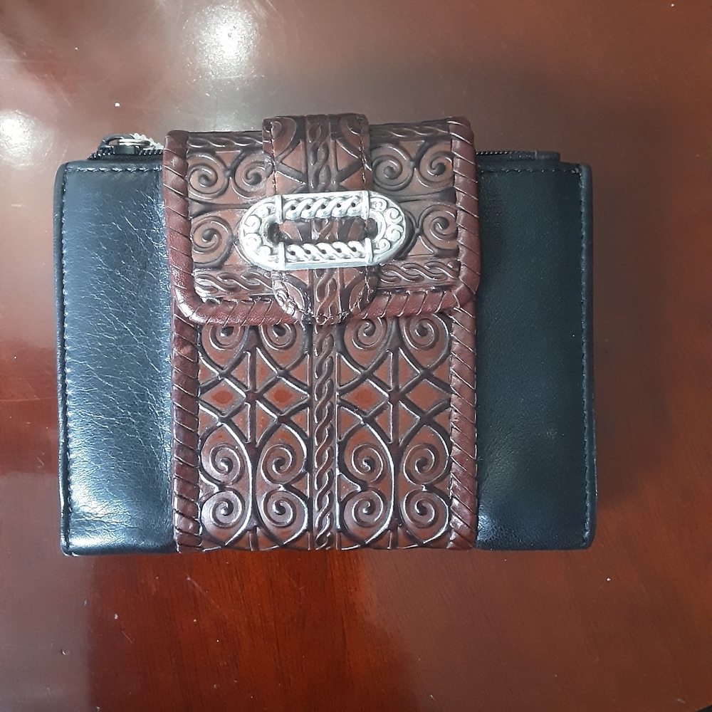 Brighton Vintage Two Tone Black Brown Multi Compartment Wallet
